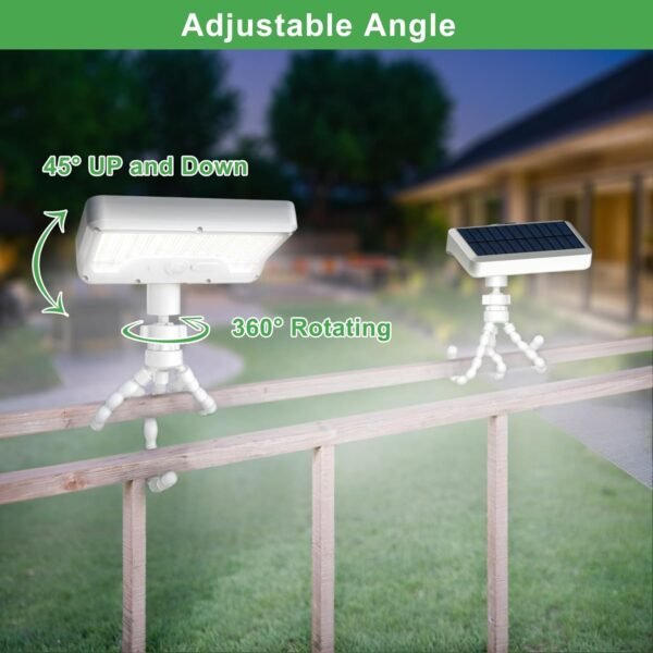 Tryme Solar Lights Outdoor with Motion Sensor, USB & Solar Powered, Adjustable Angle, 3 Modes, Octopus Stand, IP65 Waterproof Fence Lights for Garden, Gate (2 Pack) - Image 3