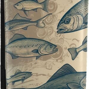 Vintage Different Fish Passport Holder for Travel,RFID Passport Cover Wallet PU Leather Passport Card Holder Case Cute Passport Protector for Women Men