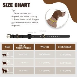 AirTag Dog Collar – Genuine Heavy Duty Leather Dog Collar with Apple AirTag Holder, Suitable for Small Medium Large Dogs (Black, M, 13.6″-17.6″ Neck Fit)