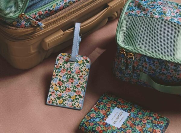 RIFLE PAPER CO. Rosa Passport Holder, Travel Essentials for Women, Card and Passport Anti Theft Wallet, Sized to Fit All Standard Passports, 5.5" L x 4.25" W (Closed) - Image 3