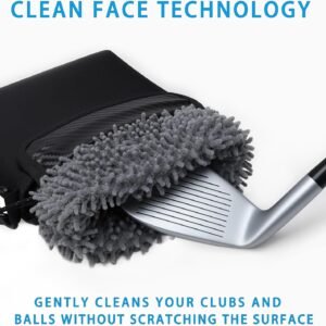 Golf Club Ball Cleaning Bag,Portable Waterproof Golf Club & Ball Cleaning Bag with Detachable Clip,Quick Dirt & Grass Removal, Compact Design for Golfers