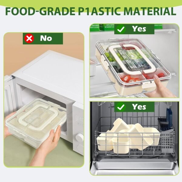 Snack Box Container with Insulated Cooler Bag - Divided Serving Tray with Lid and Handle, Portable 8 Compartment Snack Container with 50 Forks, Dishwasher Safe Snackle Box for Snacks, Candy, Fruits - Image 4