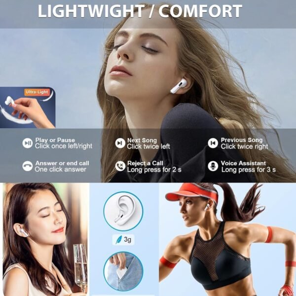 Wireless Earbuds Pro 2 Bluetooth 5.3 Headphones in Ear Buds Built in Noise Cancelling Mic with Charging Case,40Hrs Playtime IPX7 Waterproof,Bluetooth Earphones Stereo Sound for Android,Smartphone - Image 7