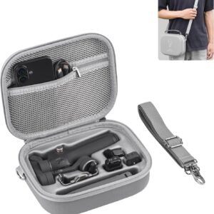 Osmo Mobile 7P Carrying Case, PU Portable Shoulder Bag for DJI OM 7 Pro/7 – Protective Travel Storage Case Smartphone Gimbal Stabilizer Accessories, Gray
