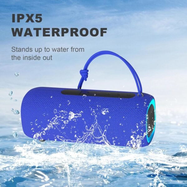 Bluetooth Speaker, Portable Wireless Clear Loud Stereo Sound IPX5 Waterproof with RGB Lights BT5.3 Long Playtime TWS Pairing,for Home Party Outdoor Beach,Great Gift Choice (Blue) - Image 5