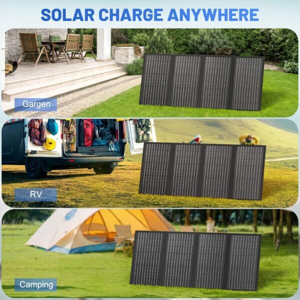 SS60 Portable 60W Solar Panel, Waterproof IP67 Foldable Solar Panel Charger with 18V DC, PD 45W USB-C and 5V USB-A Output for Solar Generator 12V Battery - Image 9
