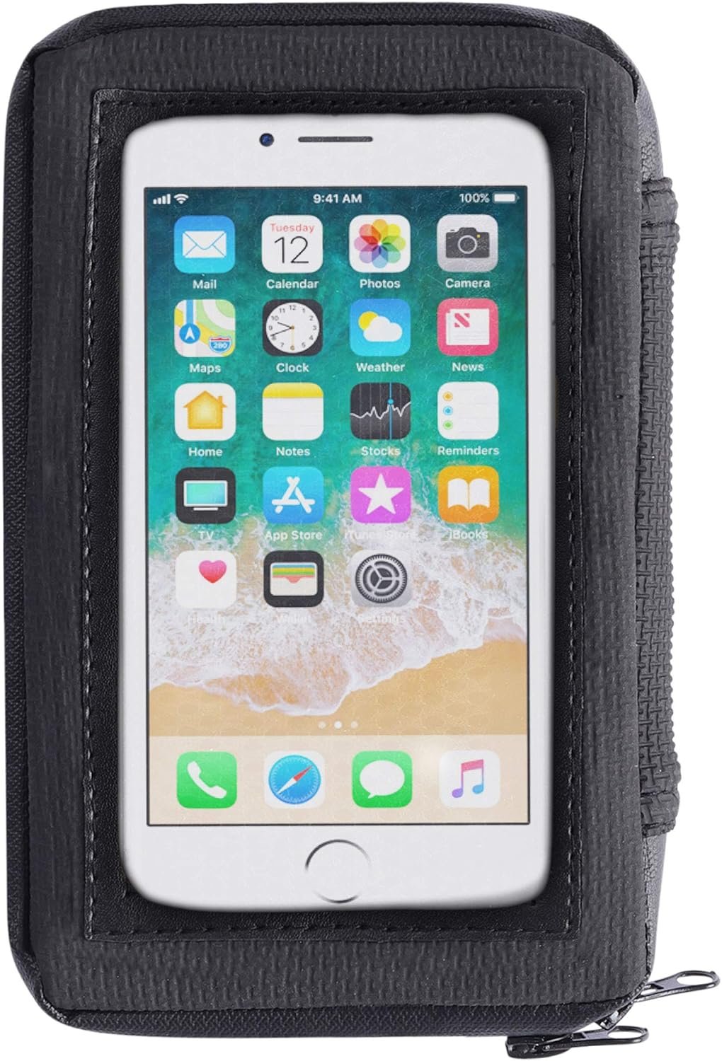 The Nekid Cow Waterproof Motorcycle Cell Phone Case Holder | Magnetic Cell Phone Pouch with Large Zipper Pocket | Accessible Touch Screen - Image 4