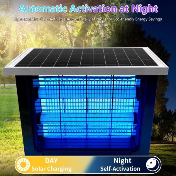 Powerful Solar Bug Zapper Outdoor for 2000 sq.ft with 13FT Extension Cord, Poartable Rechargeable Mosquito Zapper with High Powered, Cordless Solar Fly Zapper for Patio Garden Backyard RV Camping - Image 3