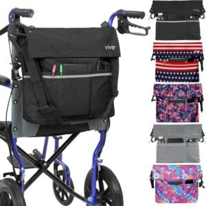 Vive XL Wheelchair Accessories Bag – Waterproof, Scratch-Resistant, Double-Stitched, Machine Washable for Adults, Seniors, 15 Colors – Storage Walker Backpack to Hang on Back of Wheel Chair