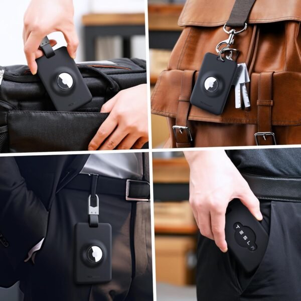PROfezzion Tesla Key Card Holder with AirTag Slot, AirTag Tesla Card Plastic Card Key Holder for Model 3 Y S X Cybertruck with Keychain Key Rings, Key Card Protective Case Cover for Tesla - 2 Pack - Image 7