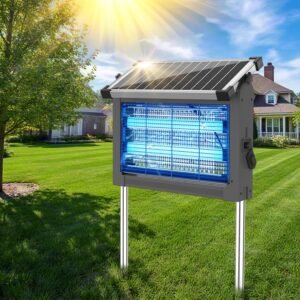Solar Bug Zapper Outdoor, Mosquito Zapper Waterproof Electric Fly Zapper Rechargeable Mosquito Killer Lamp with 10W Solar Panel, 4500V Cordless Fly Trap for Backyard, Patio, Garden, RV, Camping