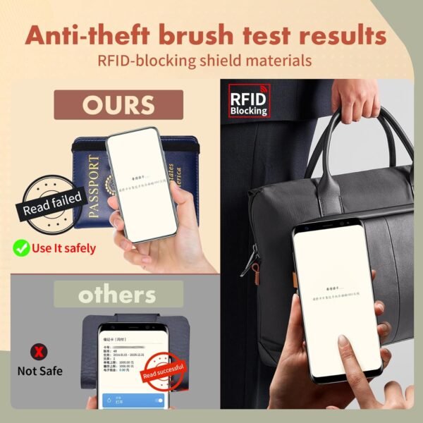 2 pieces Passport Holder and Card Slot Combo RFID Blocking Leather Family Travel Passport Wallet Travel Accessories for Men Women (Blue and black) - Image 4