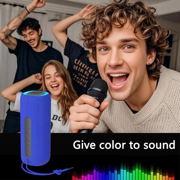 Bluetooth Speaker, Portable Wireless Clear Loud Stereo Sound IPX5 Waterproof with RGB Lights BT5.3 Long Playtime TWS Pairing,for Home Party Outdoor Beach,Great Gift Choice (Blue) - Image 3
