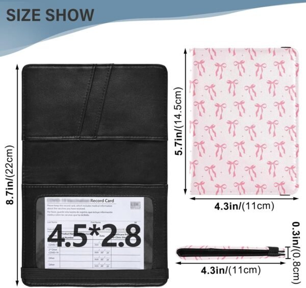 Pink Bow Passport Holder Passport Cover for Women Men,Travel Document Organizer Holder Accessories Boy Girl t personalized Passport Wallet - Image 3