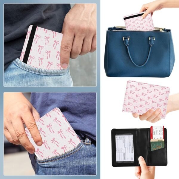 Pink Bow Passport Holder Passport Cover for Women Men,Travel Document Organizer Holder Accessories Boy Girl t personalized Passport Wallet - Image 4