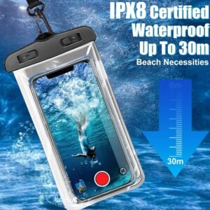 Waterproof Phone Pouch Case – [Easy Lock & Heavy Duty] Cellphone Water Protector Pouch Beach Essentials Travel Must Haves Protector for iPhone 16 15 14 13 12 11 Pro Max