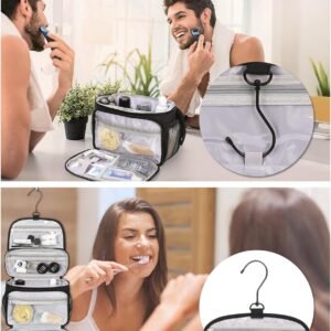 Relavel Toiletry Bag for Men, Hanging Toiletries Bag for Women Water Resistant Dopp Kit Shaving Bag, Travel Essentials Large Capacity Organizer Case for Toiletries Accessories, Black