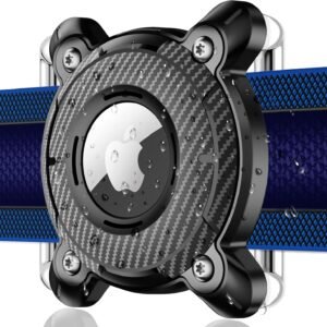 Airtag Dog Collar Holder,IPX8 Waterproof Airtag Holder for Dog Collar,Removable Metal Buckle Strap-Ultralight Hard TPU Dog Collar Airtag Holder,Compatible Apple AirTag, Black 1 Pack