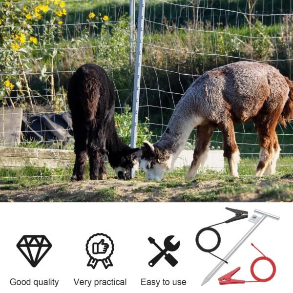 Electric Fence Wire - Grounding Rod for Solar Powered Energizers, Alligator Clip Lead Wire for Electric Fence Chargers, Ideal for Generator Use - Image 6