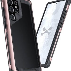 Ghostek ATOMIC Slim S22 Ultra Case – Pink, Clear Back, S-Pen Access, Military Grade Shockproof Protection for Galaxy S22Ultra 5G (6.8 Inch)