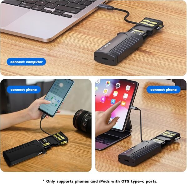 2 in 1 Micro SD Card Reader Case TF Card Holder Carrying Case,Dual Card Reader,Memory Card Organizer Waterproof with OTG,6 TF/4 SD/2 SIM Cards Computer ipad iPhone/Android Smartphone (US-DK10PRO) - Image 6