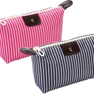 2 Pack Make Up Bag for Traveling,Preppy make up bag,Toiletry Bag,Nylon Cosmetic Bag,Light Pink Makeup Bag,Skin Care Bag，Tiny Makeup Bag
