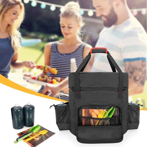 samdew Stove Carry Bag Compatible with Coleman 4-in-1 Portable Propane Camping Stove, Outdoor Grill Storage Case with Pockets for Grill Tools, for Camping, Tailgating, Grilling, Bag Only - Image 7