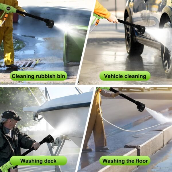 900PSI Cordless Pressure Washer, Portable 48V Power Washer with 3.0Ah Dual Batteries and 6-in-1 Nozzle, for Car, Fence, Floor, Patio Cleaning and Plant Watering - Image 6