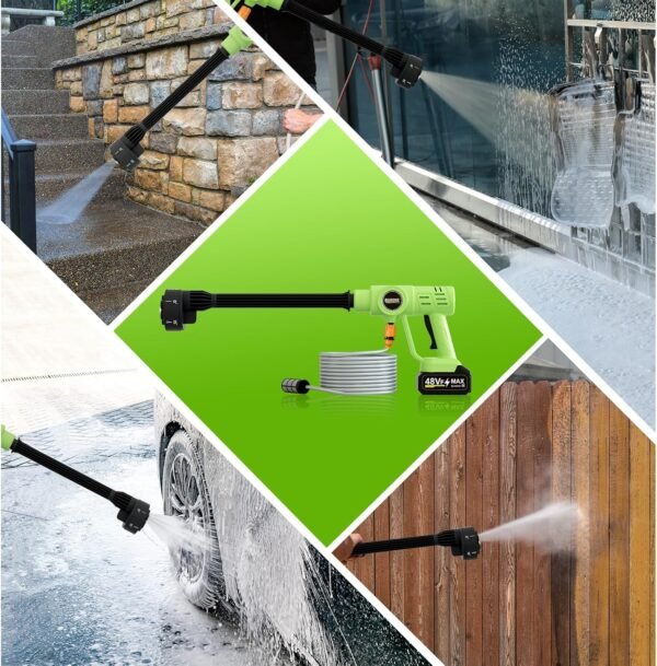900PSI Cordless Pressure Washer, Portable 48V Power Washer with 3.0Ah Dual Batteries and 6-in-1 Nozzle, for Car, Fence, Floor, Patio Cleaning and Plant Watering - Image 8