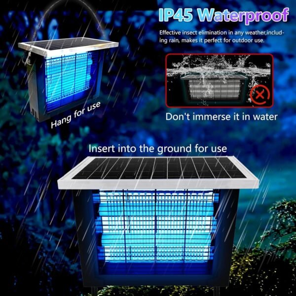Powerful Solar Bug Zapper Outdoor for 2000 sq.ft with 13FT Extension Cord, Poartable Rechargeable Mosquito Zapper with High Powered, Cordless Solar Fly Zapper for Patio Garden Backyard RV Camping - Image 4