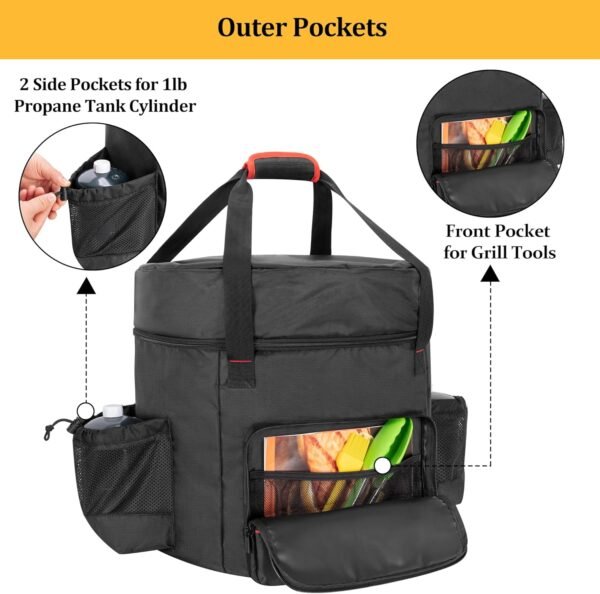 samdew Stove Carry Bag Compatible with Coleman 4-in-1 Portable Propane Camping Stove, Outdoor Grill Storage Case with Pockets for Grill Tools, for Camping, Tailgating, Grilling, Bag Only - Image 3