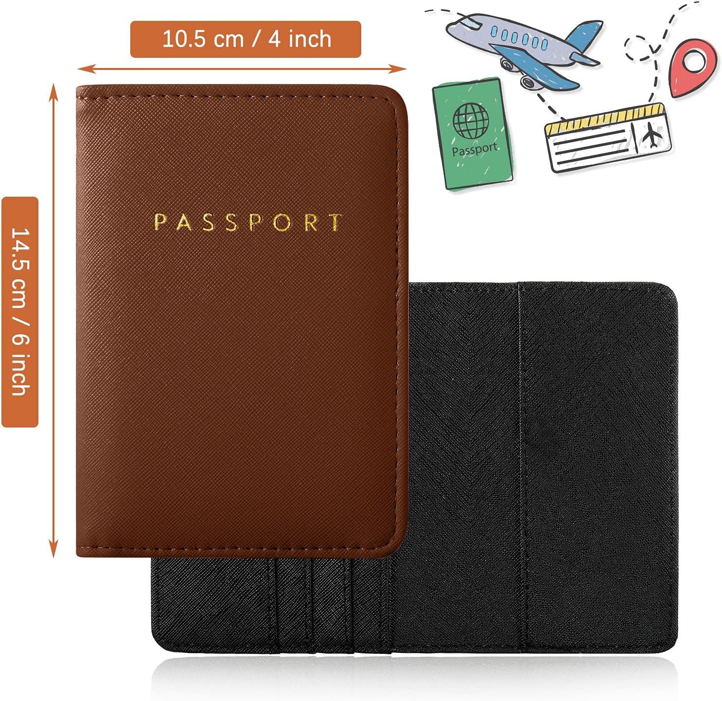 Weewooday Travel Wallet, Brown, Black, 4.33 x 5.51 inch - Image 2