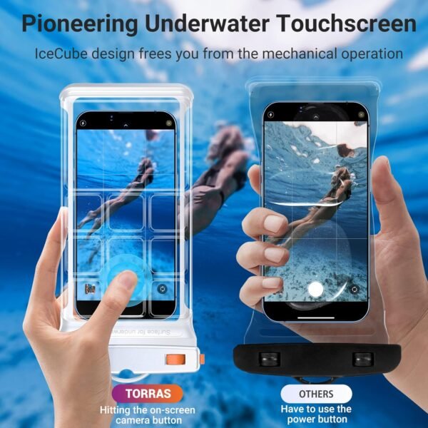 TORRAS IPX8 Waterproof Phone Pouch, Underwater Screen Touchable, Floating Waterproof Phone Case with Lanyard for Pixel 10 pro XL iPhone 16 Pro Max 15 S25, Dry Bag Cruise Travel Essentials 6.9", White - Image 2