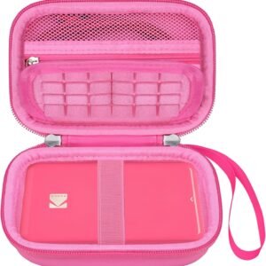 Elonbo Carrying Case for KODAK Step Instant Smartphone Photo Printer, Portable Mini Color Wireless Mobile Print Digital Camera Hard Travel Bag, Picture Printer Storage Holder, Pink+Pink