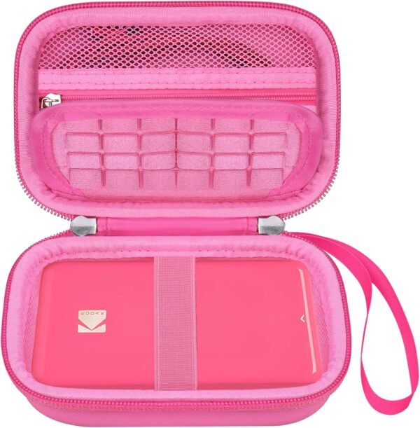 Elonbo Carrying Case for KODAK Step Instant Smartphone Photo Printer, Portable Mini Color Wireless Mobile Print Digital Camera Hard Travel Bag, Picture Printer Storage Holder, Pink+Pink
