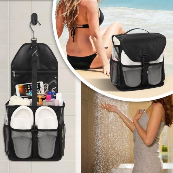Ethereal Hanging Mesh Shower Caddy Portable for College Dorm Room Essentials, Large Capacity Shower Bag for Guys/Girls, for Beach, Swimming, Gym - Image 7