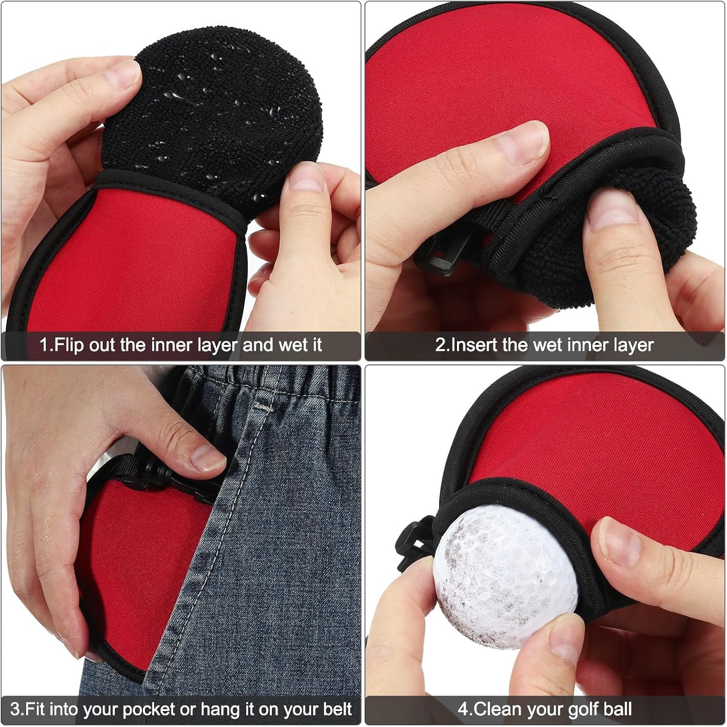 PATIKIL Golf Ball Washer Pouch, Portable Golf Balls Cleaner Pocket Bag with Hanging Clip for Women Golf Exercise - Image 4