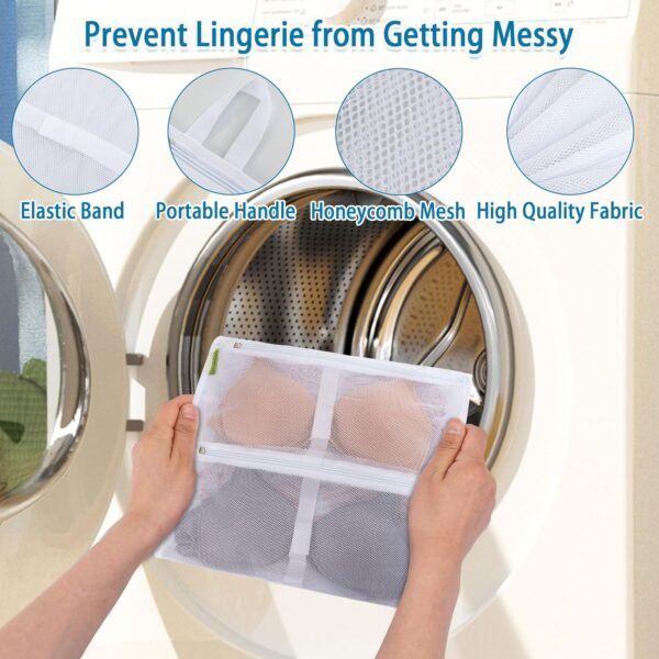2-Pack Bra Washing Bags, Lingerie Laundry Protector for Delicates, Holds 10 A-C Cup Bras, Zippered Mesh Underwear Wash Bags for Machine, Travel Storage - Image 5