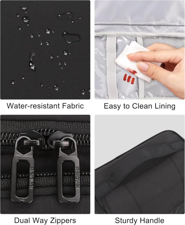 Relavel Toiletry Bag for Men, Hanging Toiletries Bag for Women Water Resistant Dopp Kit Shaving Bag, Travel Essentials Large Capacity Organizer Case for Toiletries Accessories, Black - Image 8
