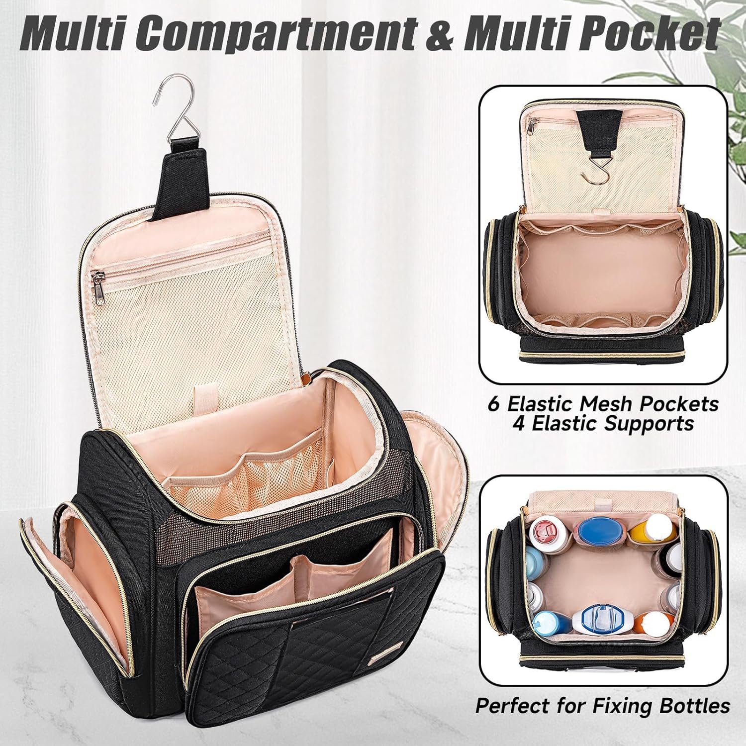 Large Toiletry Bag for Women Men,Bathroom Bag,Water Resistant Makeup Bag,Portable Shower Caddy for College Dorm,Hanging Shower Bag with Transparent Waterproof Phone Pocket - Image 5