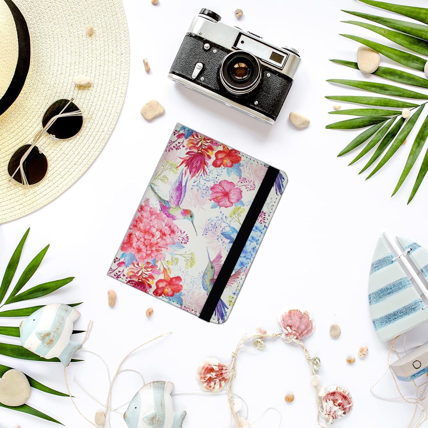 Watercolor Hummingbirds Passport and Vaccine Card Holder Combo Travel Passport Cover Case for Mens Womens Leather Passport Wallet - Image 6