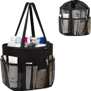 Mesh Shower Caddy Portable, Large Capacity Shower Bag Quick Dry Bathroom Tote, Travel Toiletry Bag Organizer with 6 Pockets for Dorm Room, Gym, Bathroom, Swimming, Camping, Beach, Travelling
