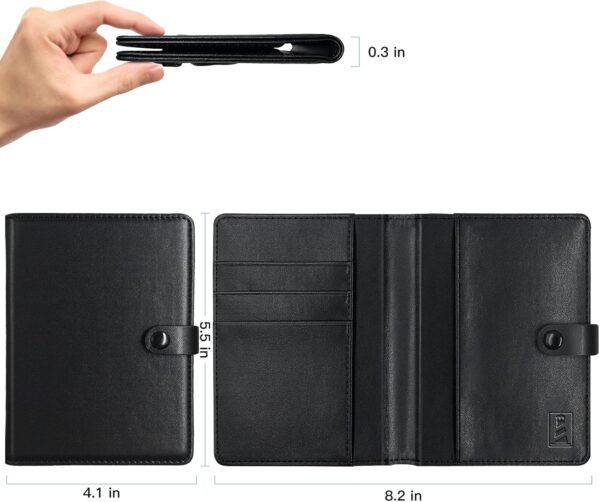 AirTag Wallet Passport Travel Package with Cover Holder Case and Luggage Keychain Tag Accessory with Vaccine Card Protector for Men and Women (Black) - Image 5