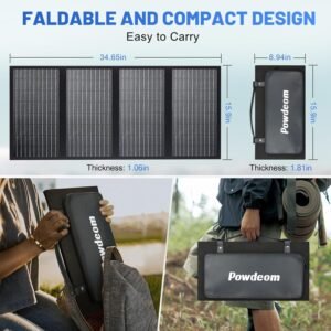 SS60 Portable 60W Solar Panel, Waterproof IP67 Foldable Solar Panel Charger with 18V DC, PD 45W USB-C and 5V USB-A Output for Solar Generator 12V Battery