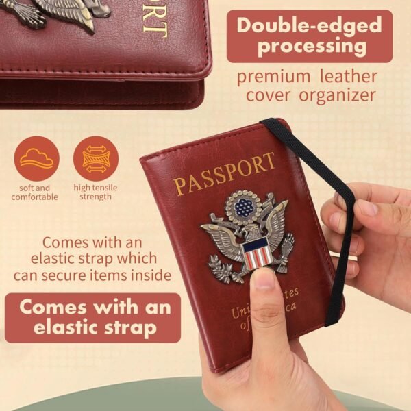2 pieces Passport Holder and Card Slot Combo RFID Blocking Leather Family Travel Passport Wallet Travel Accessories for Men Women (Blue and black) - Image 7