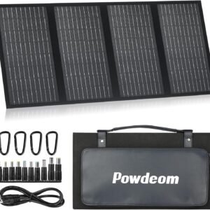 SS60 Portable 60W Solar Panel, Waterproof IP67 Foldable Solar Panel Charger with 18V DC, PD 45W USB-C and 5V USB-A Output for Solar Generator 12V Battery