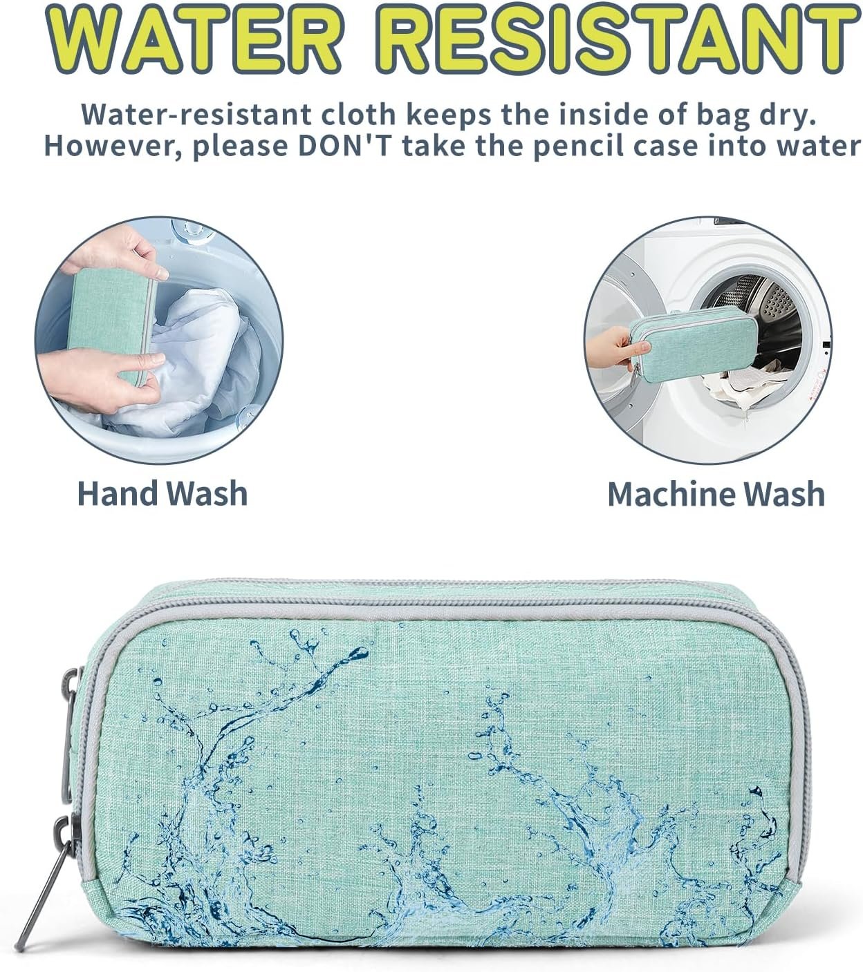 Della Gao Big Capacity Pencil Case, Durable Nylon Pencil Bag Aesthetic Pencil Pouch Travel Simple Stationery Bag Office Organizer Pen Bag for Women and Men - Green - Image 4