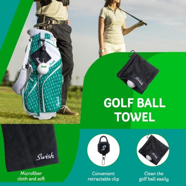 Swish Portable Golf Ball Cleaner – Clip-On Golf Accessory for Bag or Cart – Perfect Golf Gift - Image 2