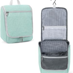 Della Gao Hanging Toiletry Bag for Men and Women, Portable Travel Makeup Bag Cosmetic Bag Toiletries Organizer, Bathroom Bag, Water Resistant Nylon – Green