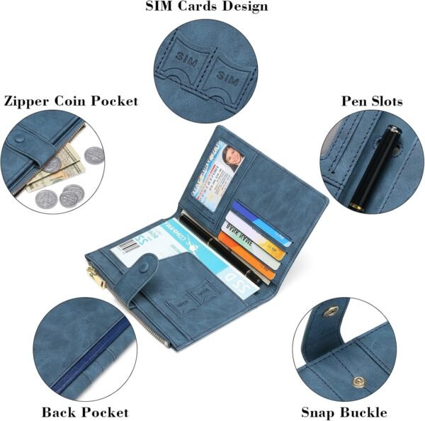 RFID Blocking Leather Passport Wallet Cover Case with Pen and Card Slots Travel Wallet for Women/Men Travel Must Haves Accessories - Image 4